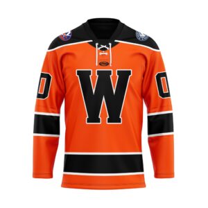 ECHL Worcester Railers Personalized Orange Lace Hockey Jersey