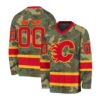 NHL Calgary Flames Special Camo Design V-neck Hockey Jersey FHJ302