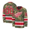 NHL Detroit Red Wings Special Camo Design V-neck Hockey Jersey FHJ302