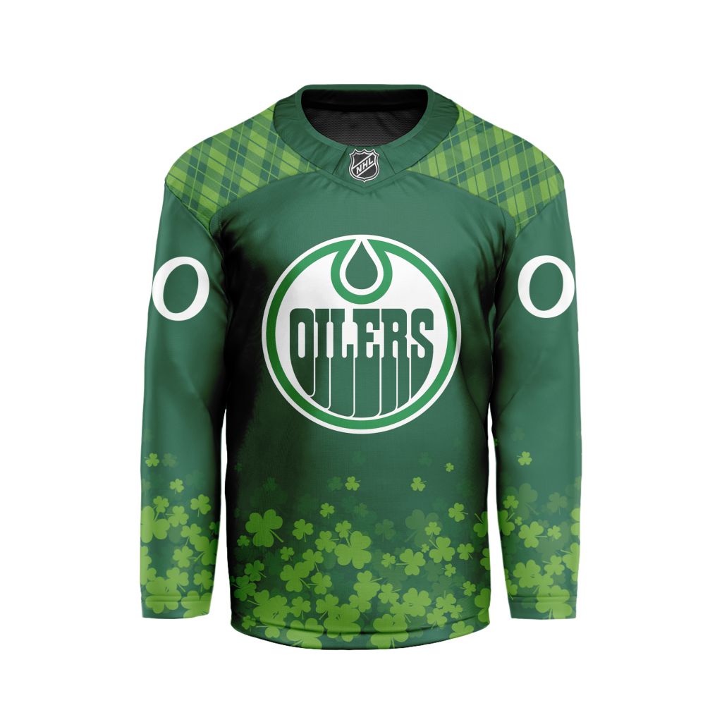 NHL-Edmonton-Oilers-Special-Design-For-St.Patricks-Day-Hockey-Jersey-Collar-Logo-FHC1004 NHL Edmonton Oilers Special Design For St.Patrick's Day Hockey Jersey Collar Logo FHC1004