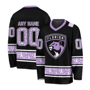 NHL Florida Panthers Special Black Hockey Fight Cancer V-neck Hockey Jersey FHJ301