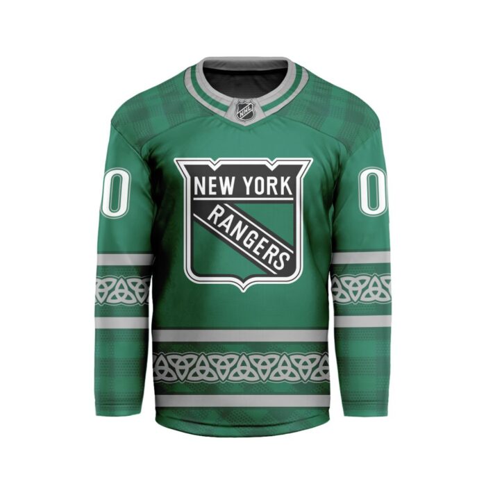 NHL New York Rangers Special Design For St.Patrick's Day Hockey Jersey Collar Logo FHC1003