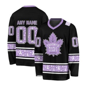 NHL Toronto Maple Leafs Special Black Hockey Fight Cancer V-neck Hockey Jersey FHJ301