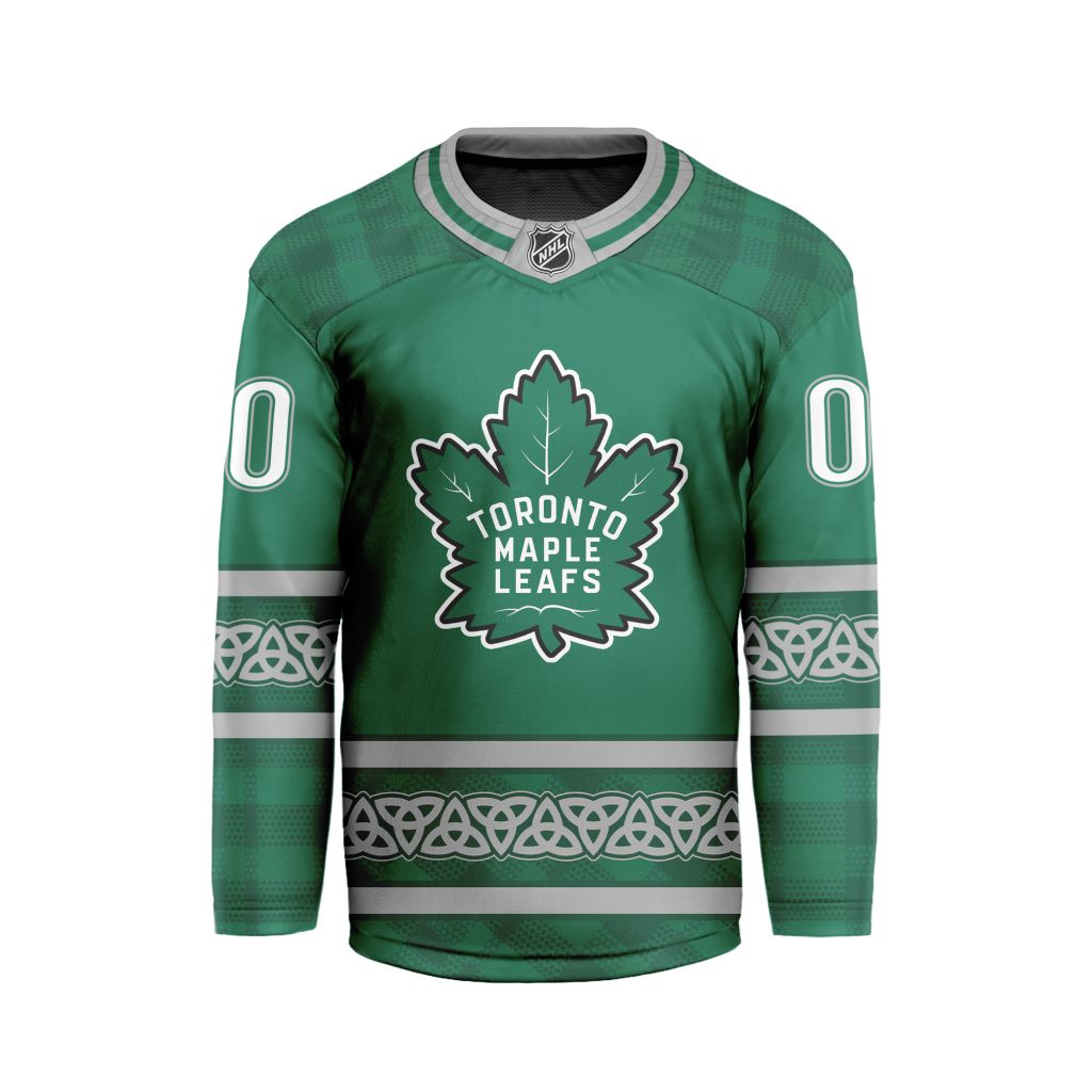 NHL-Toronto-Maple-Leafs-Special-Design-For-St.Patricks-Day-Hockey-Jersey-Collar-Logo-FHC1003 NHL Toronto Maple Leafs Special Design For St.Patrick's Day Hockey Jersey Collar Logo FHC1003