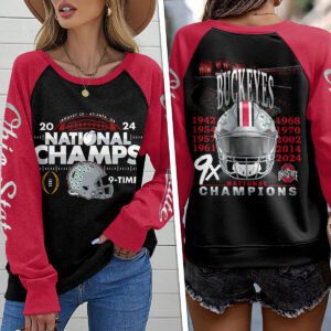 Ohio State Buckeyes Football Round Neck Raglan Sleeve Sweatshirt NCT1043