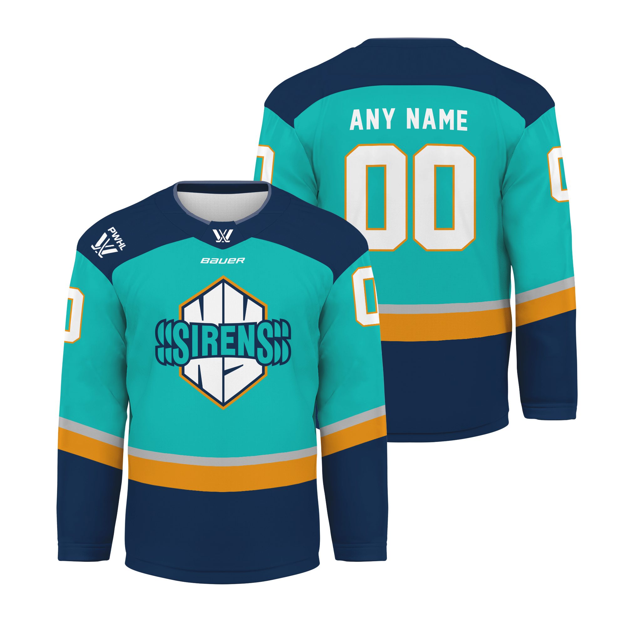 PWHL New York Sirens Personalized 2024-2025 Home Hockey Jersey Collar Logo PWHL New York Sirens Personalized 2024-2025 Home Hockey Jersey Collar Logo