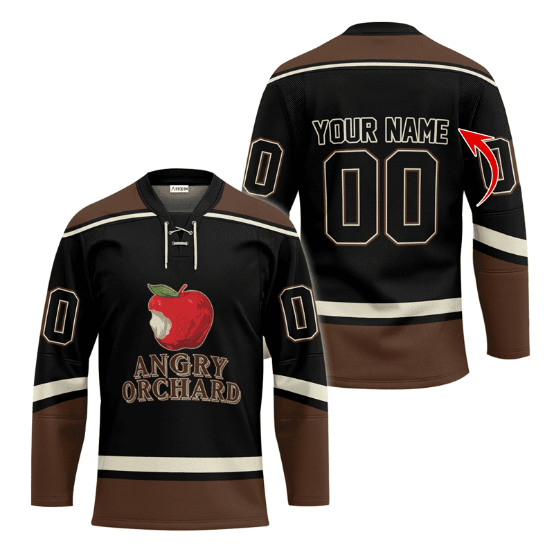 Personalized-Angry-Orchard-Black-And-Brown-Lace-Hockey-Jersey Personalized Angry Orchard Black And Brown Lace Hockey Jersey