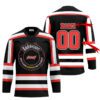 Personalized Black Born To Drink Budweiser and Play Lace Hockey Jersey