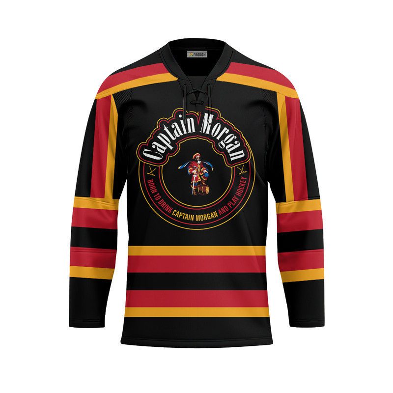 Personalized-Black-Born-To-Drink-Captain-Morgan-and-Play-Lace-Hockey-Jersey-1