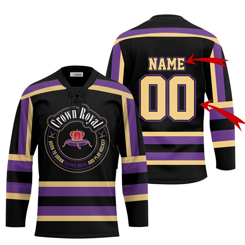 Personalized-Black-Born-To-Drink-Crown-Royal-and-Play-Lace-Hockey-Jersey Personalized Black Born To Drink Crown Royal and Play Lace Hockey Jersey