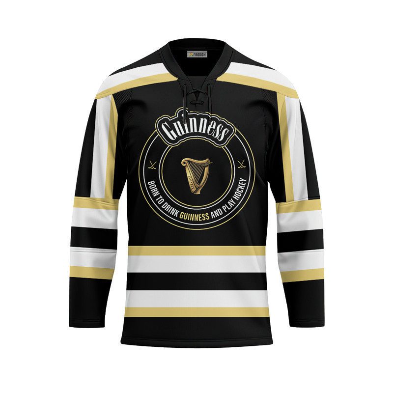Personalized-Black-Born-To-Drink-Guinness-Beer-and-Play-Lace-Hockey-Jersey-1