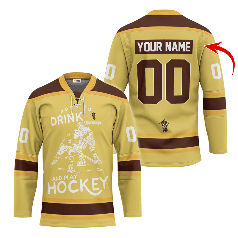 Personalized-Born-To-Drink-Captain-Morgan-and-Play-Lace-Hockey-Jersey Personalized Born To Drink Captain Morgan and Play Lace Hockey Jersey