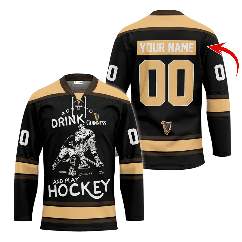 Personalized-Born-To-Drink-Guinness-Beer-and-Play-Lace-Hockey-Jersey Personalized Born To Drink Guinness Beer and Play Lace Hockey Jersey