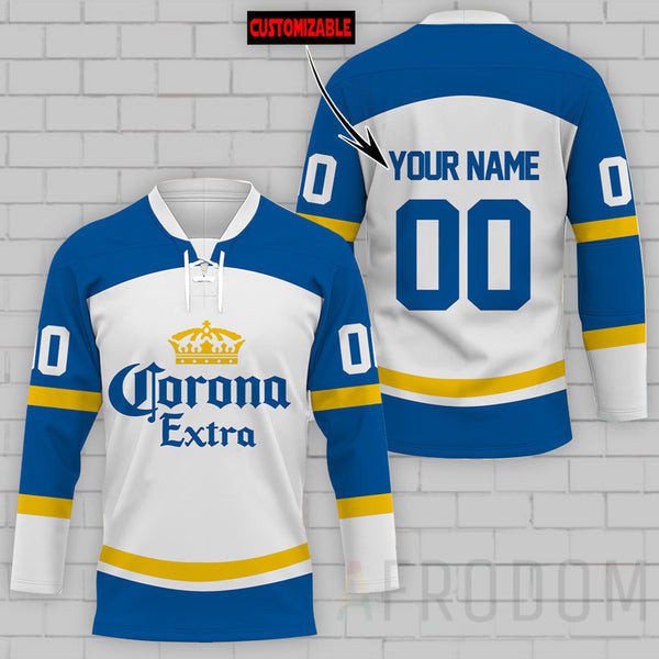 Personalized-Corona-Extra-Lace-Hockey-Jersey Personalized Corona Extra Lace Hockey Jersey