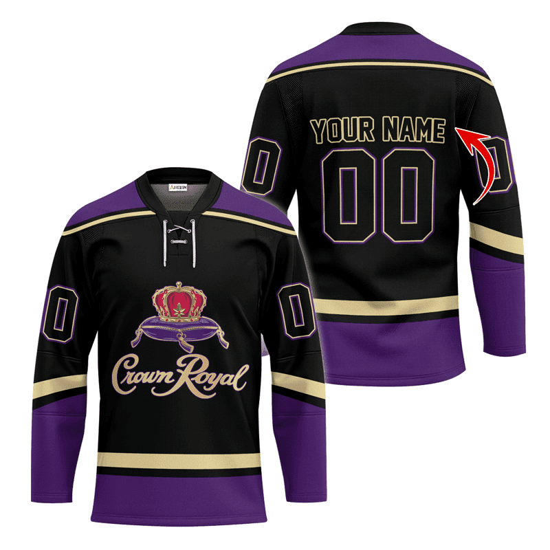 Personalized-Crown-Royal-Black-And-Purple-Lace-Hockey-Jersey Personalized Crown Royal Black And Purple Lace Hockey Jersey