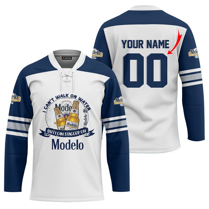 Personalized-I-Can-Stagger-On-Modelo-Beer-Lace-Hockey-Jersey Personalized I Can Stagger On Modelo Beer Lace Hockey Jersey