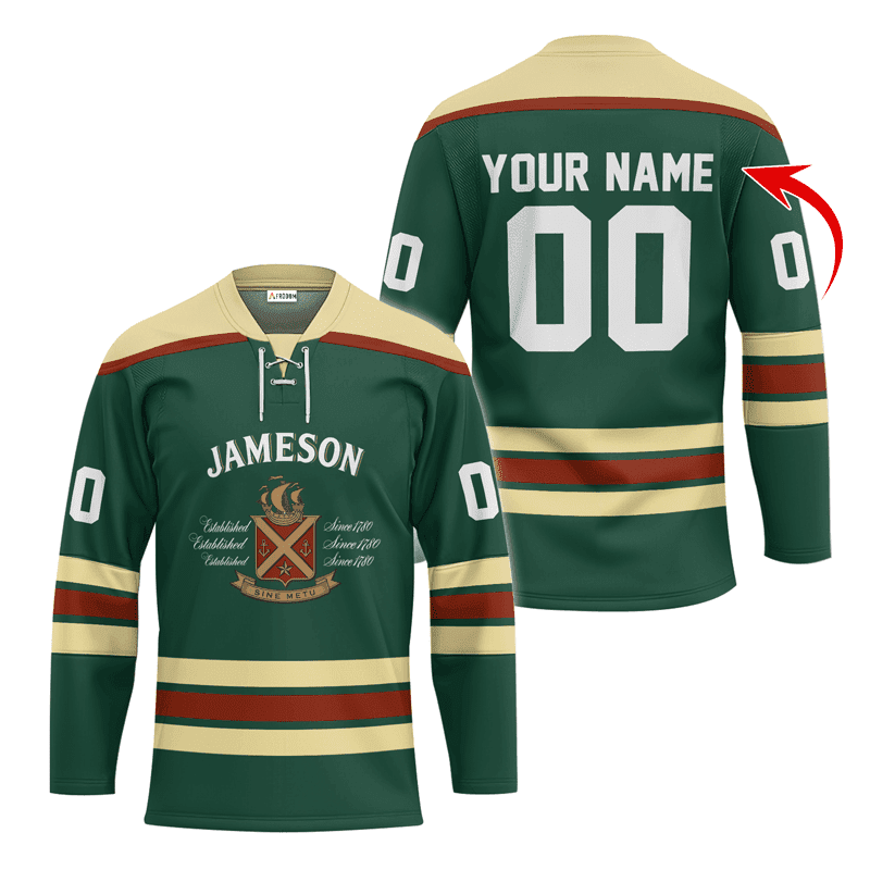 Personalized-Jameson-Green-Lace-Hockey-Jersey Personalized Jameson Green Lace Hockey Jersey