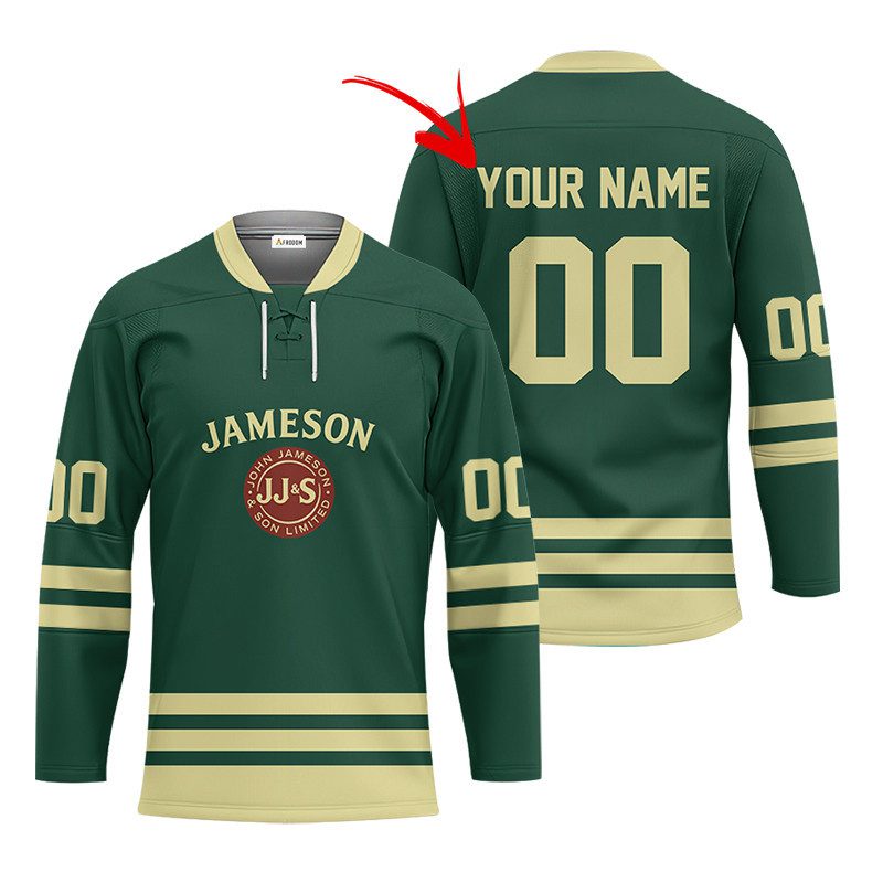 Personalized-Jameson-Green-Retro-Lace-Hockey-Jersey Personalized Jameson Green Retro Lace Hockey Jersey
