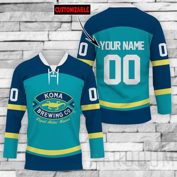 Personalized-Kona-Brewing-Lace-Hockey-Jersey Personalized Kona Brewing Lace Hockey Jersey