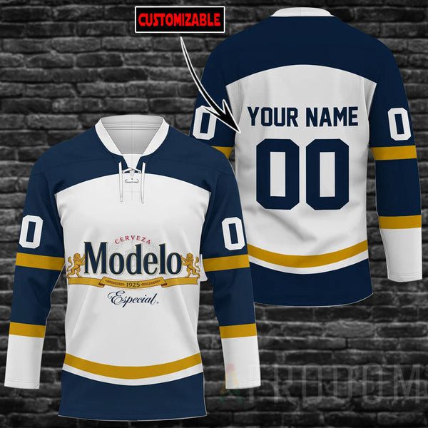 Personalized-Modelo-Beer-Lace-Hockey-Jersey Personalized Modelo Beer Lace Hockey Jersey