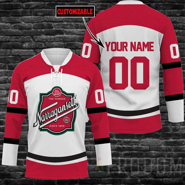 Personalized-Narragansett-Beer-Lace-Hockey-Jersey Personalized Narragansett Beer Lace Hockey Jersey