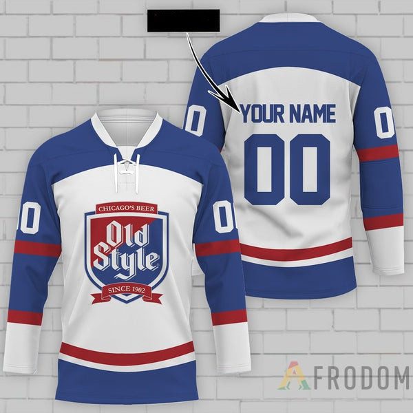 Personalized-Old-Style-Beer-Lace-Hockey-Jersey Personalized Old Style Beer Lace Hockey Jersey