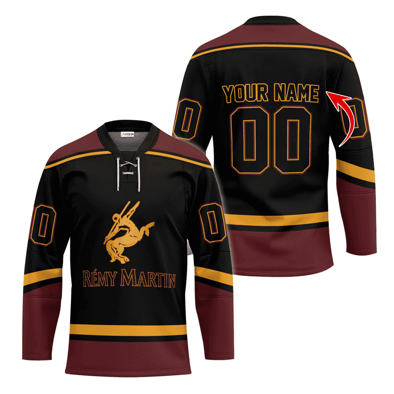 Personalized-Remy-Martin-Black-And-Brown-Lace-Hockey-Jersey Personalized Remy Martin Black And Brown Lace Hockey Jersey