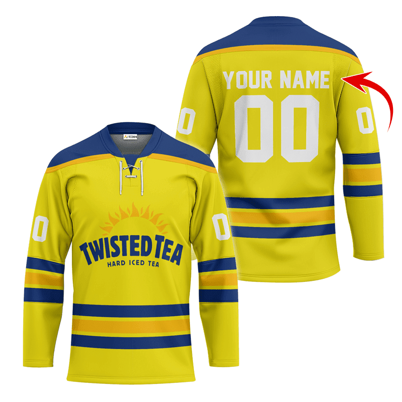 Personalized-Twisted-Tea-Yellow-Lace-Hockey-Jersey Personalized Twisted Tea Yellow Lace Hockey Jersey