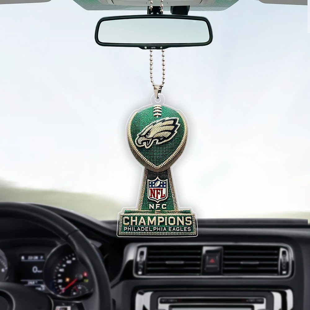 Philadelphia-Eagles-Champion-Cup-Diamond-Effect-Custom-Shape-Clear-1-sided-Car-Ornament-NCT1031-1