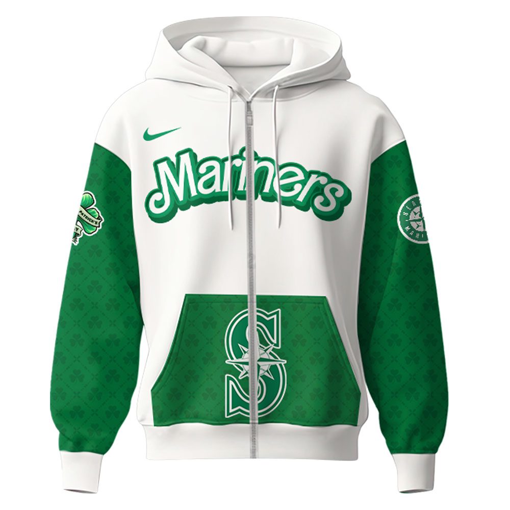 Seattle-Mariners-MLB-x-St.-Patricks-Day-Limited-Edition-Performance-Zip-Hoodie-2025 Seattle Mariners MLB x St. Patrick's Day Limited Edition Performance Zip Hoodie 2025
