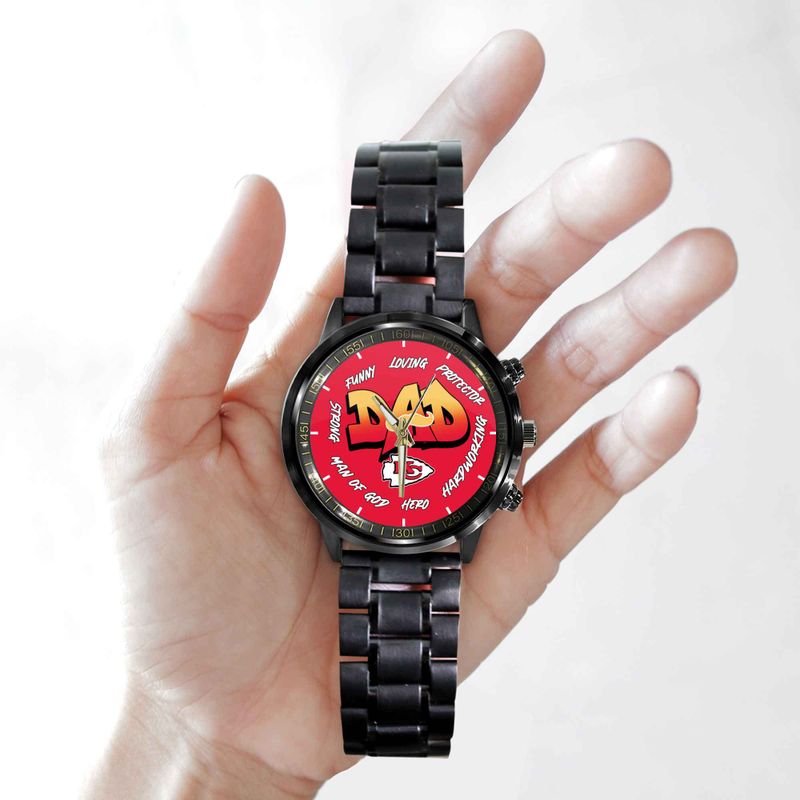 Kansas-City-Chiefs-Limited-Edition-Black-Stainless-Steel-Watch-For-Fathers-Day-1