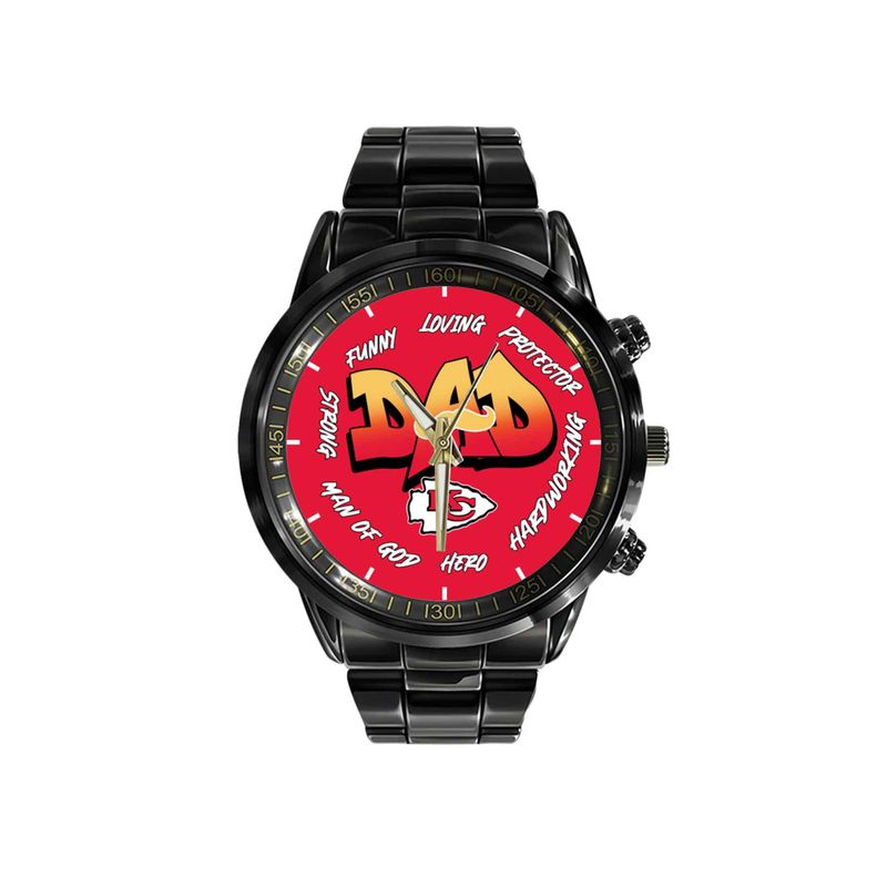 Kansas-City-Chiefs-Limited-Edition-Black-Stainless-Steel-Watch-For-Fathers-Day Kansas City Chiefs Limited Edition Black Stainless Steel Watch For Father's Day