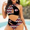 Kansas City Chiefs Women's 2PCS Bikini Swimsuit Crisss Cross Cutout Bathing Suit ACC1277