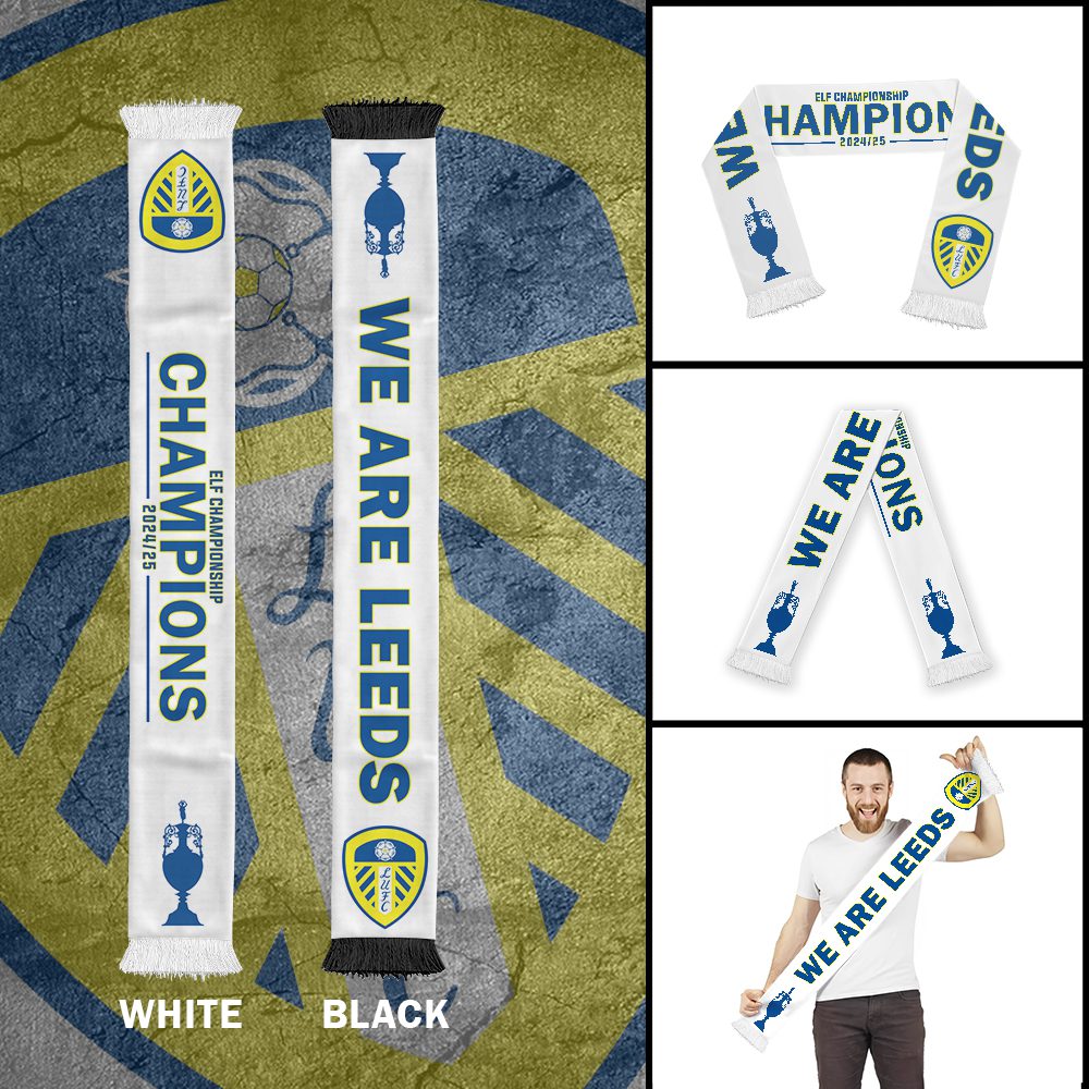 Leeds-United-Champion-2025-Ruffneck-Soccer-Scarf-RSC1023 Leeds United Champion 2025 Ruffneck Soccer Scarf RSC1023