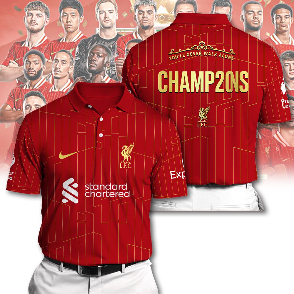 Liverpool-FC-Champion-202425-Premier-League-Polo-Shirt-GCL1530 Liverpool FC Champion 2024/25 Premier League Polo Shirt GCL1530