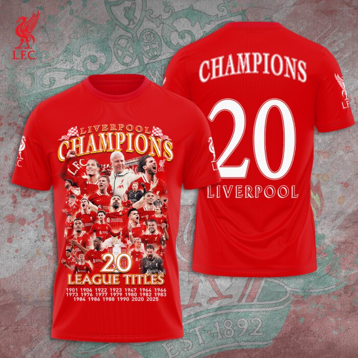 Liverpool FC Champion 2024/25 Premier League Unisex Performance T-Shirt GCL1170