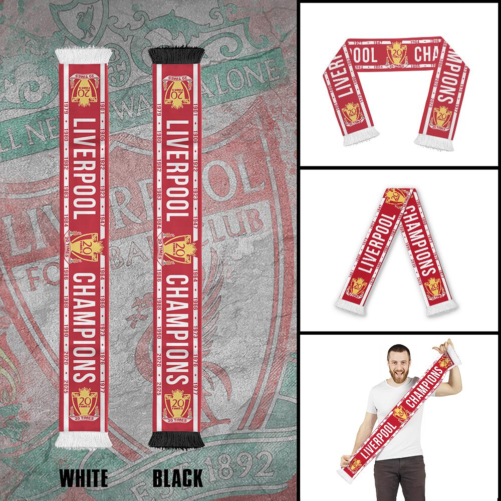 Liverpool-FC-Champion-2025-Ruffneck-Soccer-Scarf-RSC1027 Liverpool FC Champion 2025 Ruffneck Soccer Scarf RSC1027