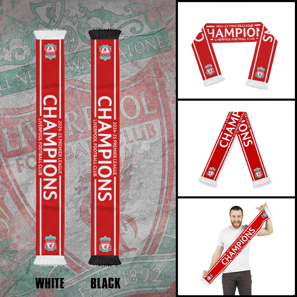 Liverpool-FC-Champion-2025-Ruffneck-Soccer-Scarf-RSC1028 Liverpool FC Champion 2025 Ruffneck Soccer Scarf RSC1028