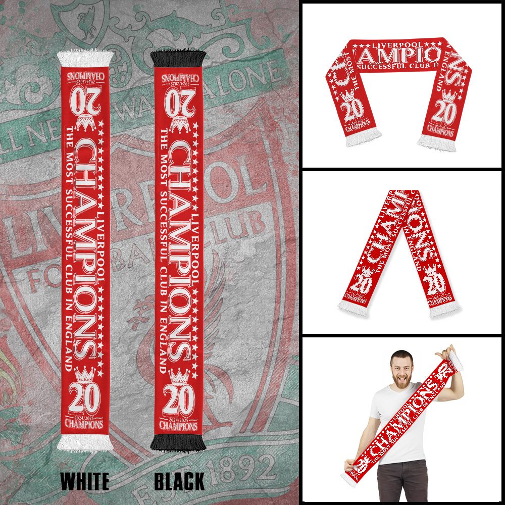 Liverpool-FC-Champion-2025-Ruffneck-Soccer-Scarf-RSC1029 Liverpool FC Champion 2025 Ruffneck Soccer Scarf RSC1029
