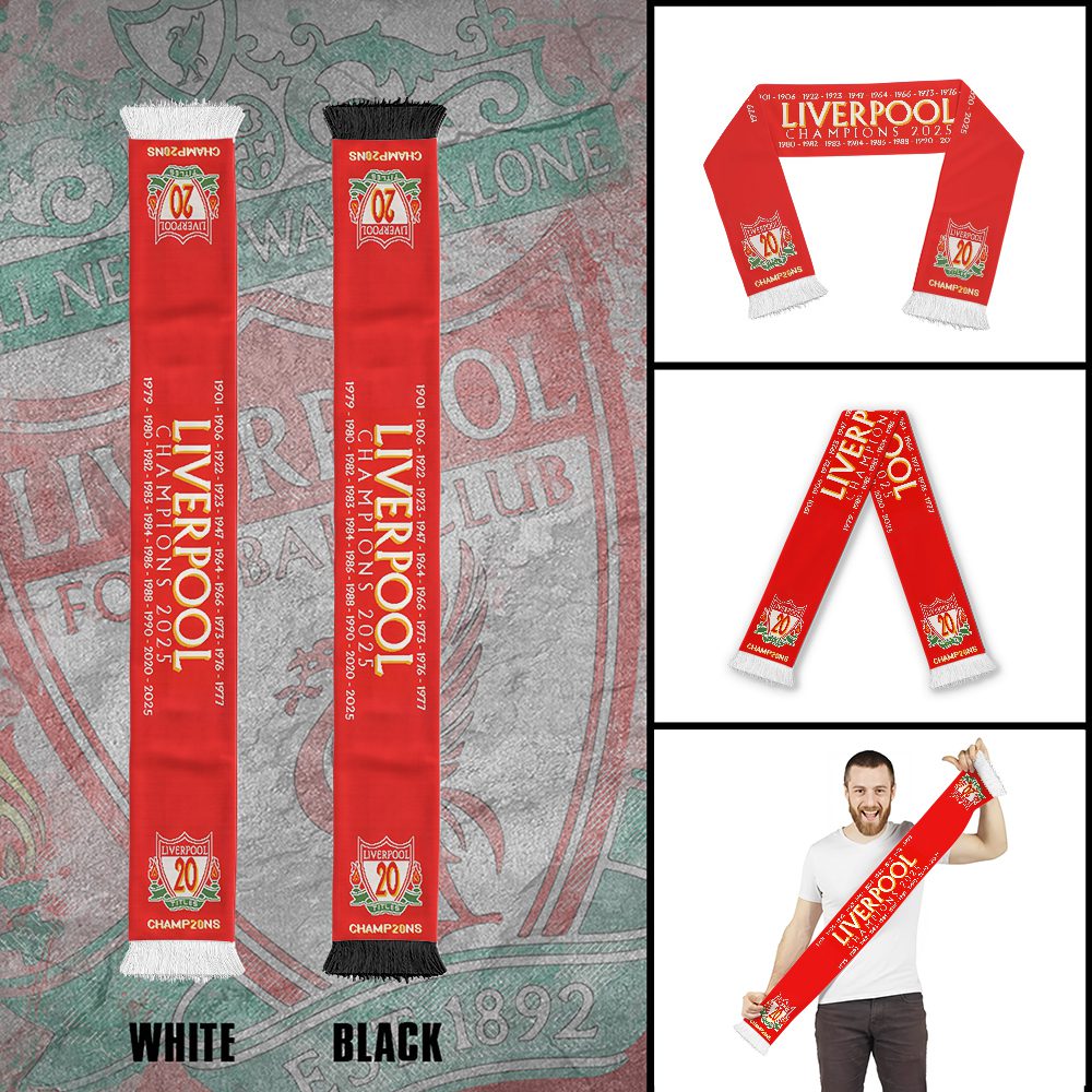 Liverpool-FC-Champion-2025-Ruffneck-Soccer-Scarf-RSC1030 Liverpool FC Champion 2025 Ruffneck Soccer Scarf RSC1030