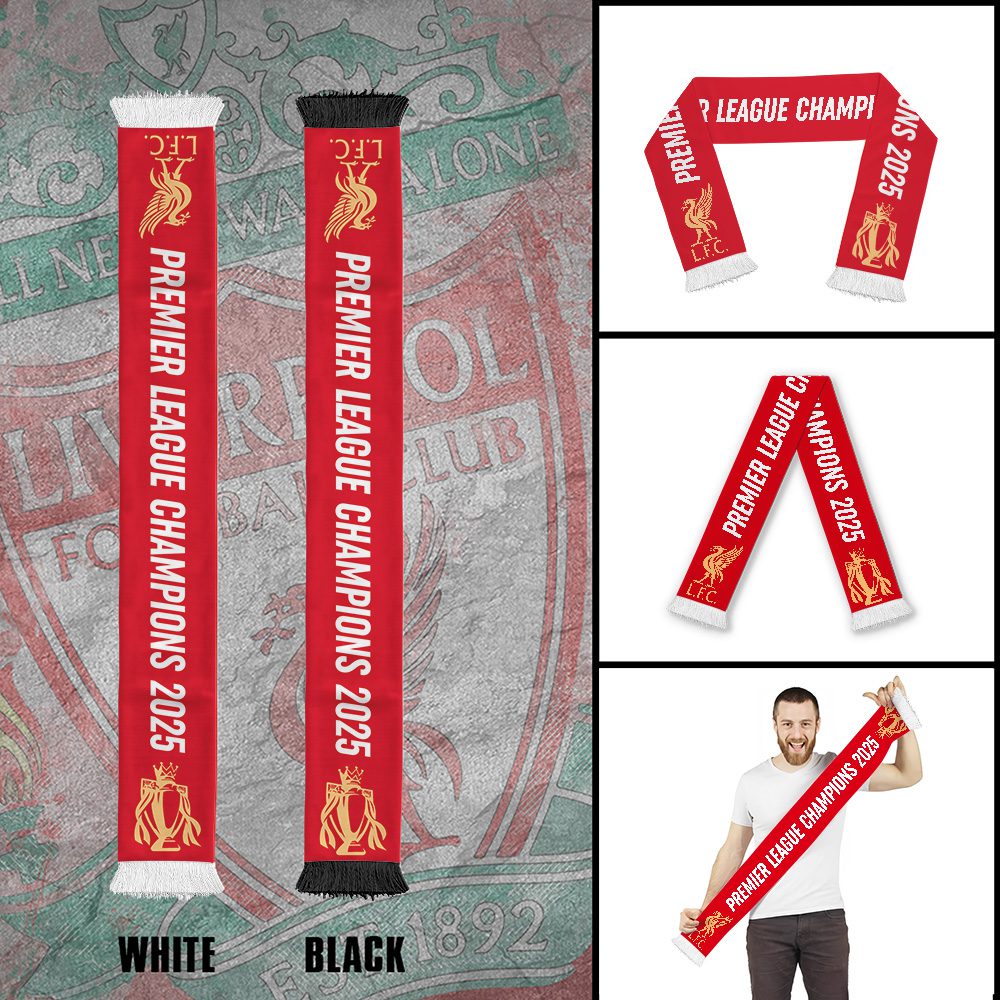 Liverpool-FC-Champion-2025-Ruffneck-Soccer-Scarf-RSC1034 Liverpool FC Champion 2025 Ruffneck Soccer Scarf RSC1034