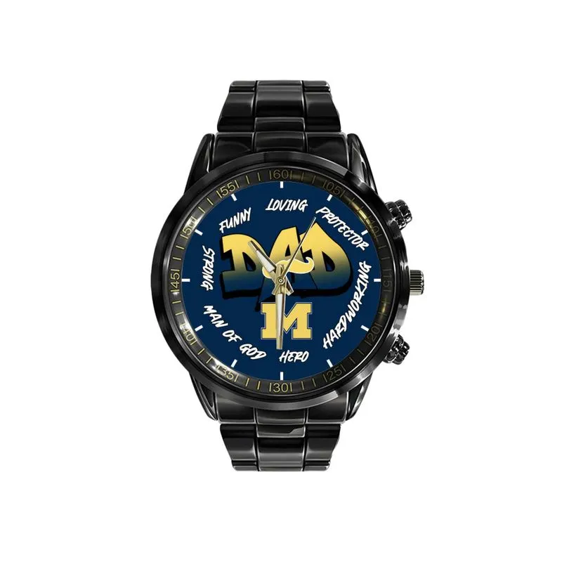 Michigan Wolverines Limited Edition Black Stainless Steel Watch For Father's Day