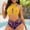 Minnesota Vikings Women's 2PCS Bikini Swimsuit Crisss Cross Cutout Bathing Suit ACC1174