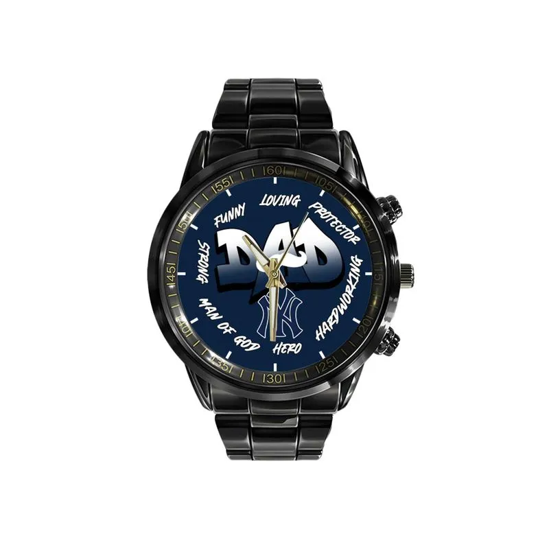 New York Yankees Limited Edition Black Stainless Steel Watch For Father's Day