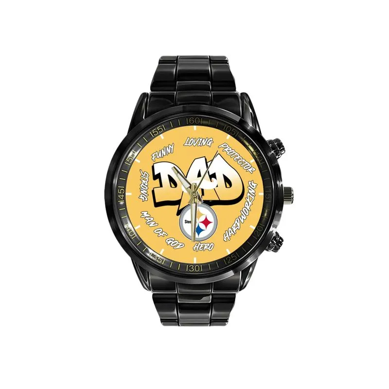 Pittsburgh Steelers Limited Edition Black Stainless Steel Watch For Father's Day