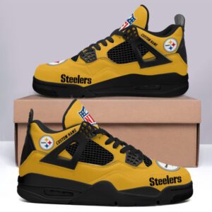 Pittsburgh Steelers NFL Premium Jordan 4 Sneaker Personalized Name Shoes JD4761