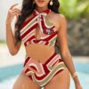 San Francisco 49ers Women's 2PCS Bikini Swimsuit Crisss Cross Cutout Bathing Suit ACC1266
