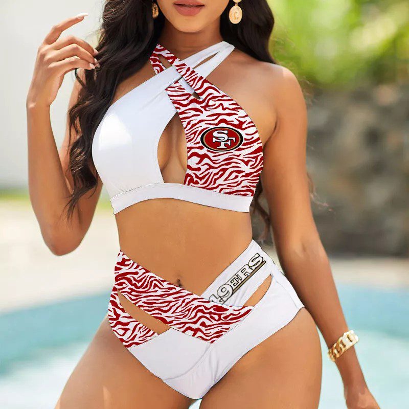 San-Francisco-49ers-Womens-2PCS-Bikini-Swimsuit-Crisss-Cross-Cutout-Bathing-Suit-ACC1268 San Francisco 49ers Women's 2PCS Bikini Swimsuit Crisss Cross Cutout Bathing Suit ACC1268