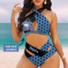 Custom Eeyore Polka Dot Women's 2PCS Bikini Swimsuit Crisss Cross Cutout Bathing Suit EBN1027