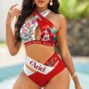 Custom Princess Ariel Women's 2PCS Bikini Swimsuit Crisss Cross Cutout Bathing Suit EBN1083